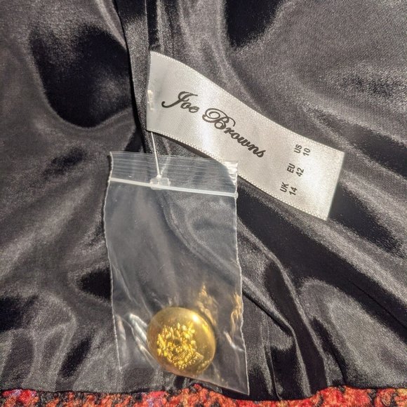 NWT Joe Browns sz 10 red tweed embroidered coat plaid tartan Star - Picture 7 of 8